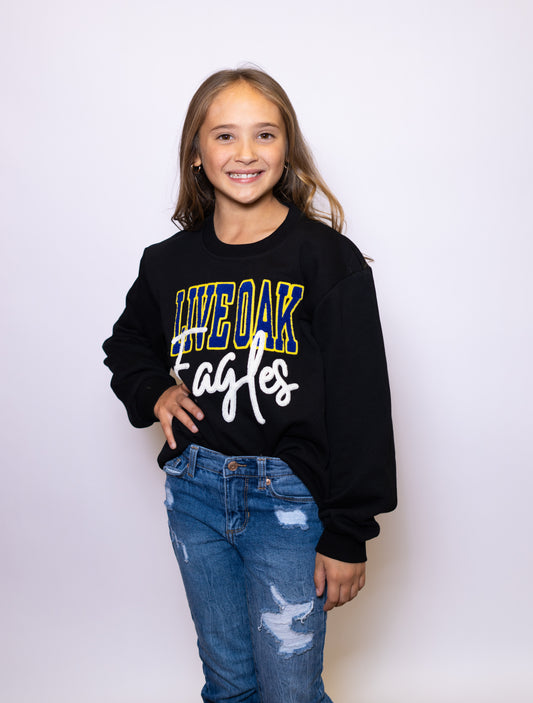 Live Oak | Youth Chenille Embroidery Sweatshirt (Black)