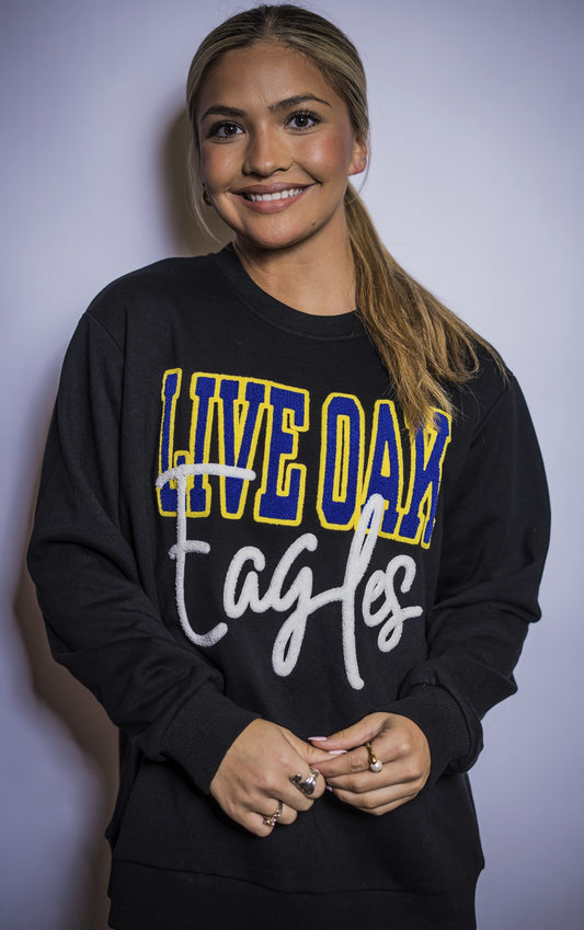 **PRE-ORDER ONLY**  Live Oak | Women's Chenille Embroidery Sweatshirt (Black)