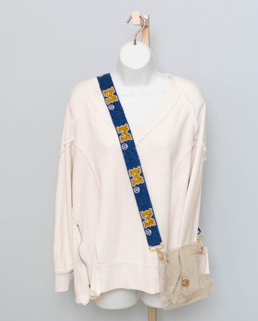 McNeese M Logo (LICENSED) | Custom Beaded Purse Strap (Blue)