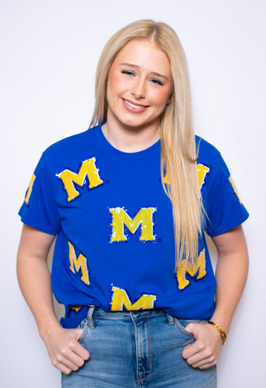 **PRE-ORDER ONLY** Wholesale | Scattered McNeese Logo (Licensed) | Women's Sequin Design (Blue)