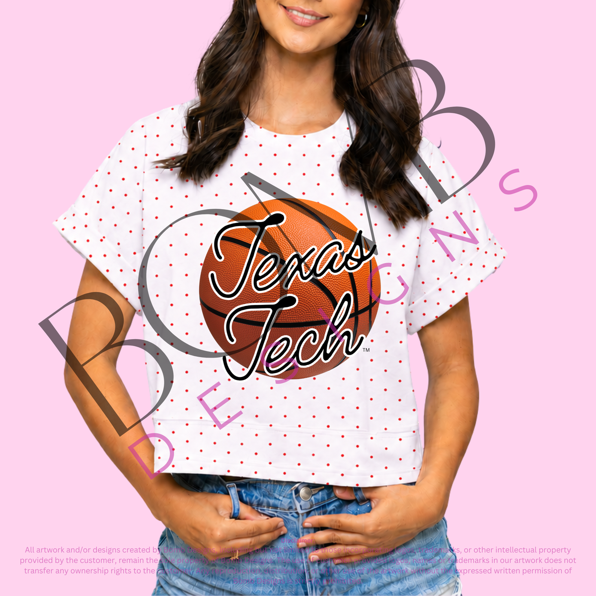 **PRE-ORDER ONLY** Wholesale | Texas Tech Basketball (Licensed) | Polka Dot Exposed Seam Crop (Red Polka Dot)