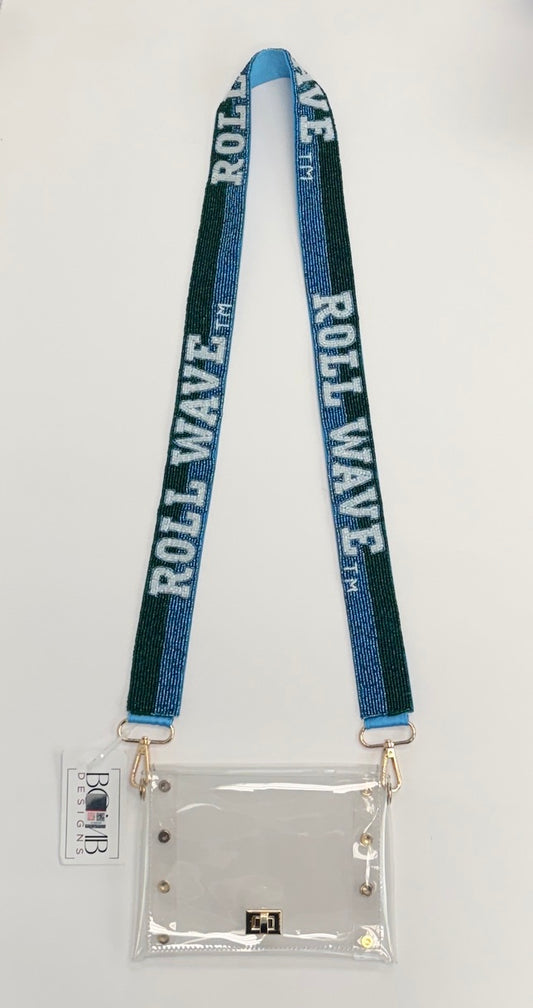 Wholesale | Tulane Roll Wave (Licensed) | Custom Beaded Purse Strap