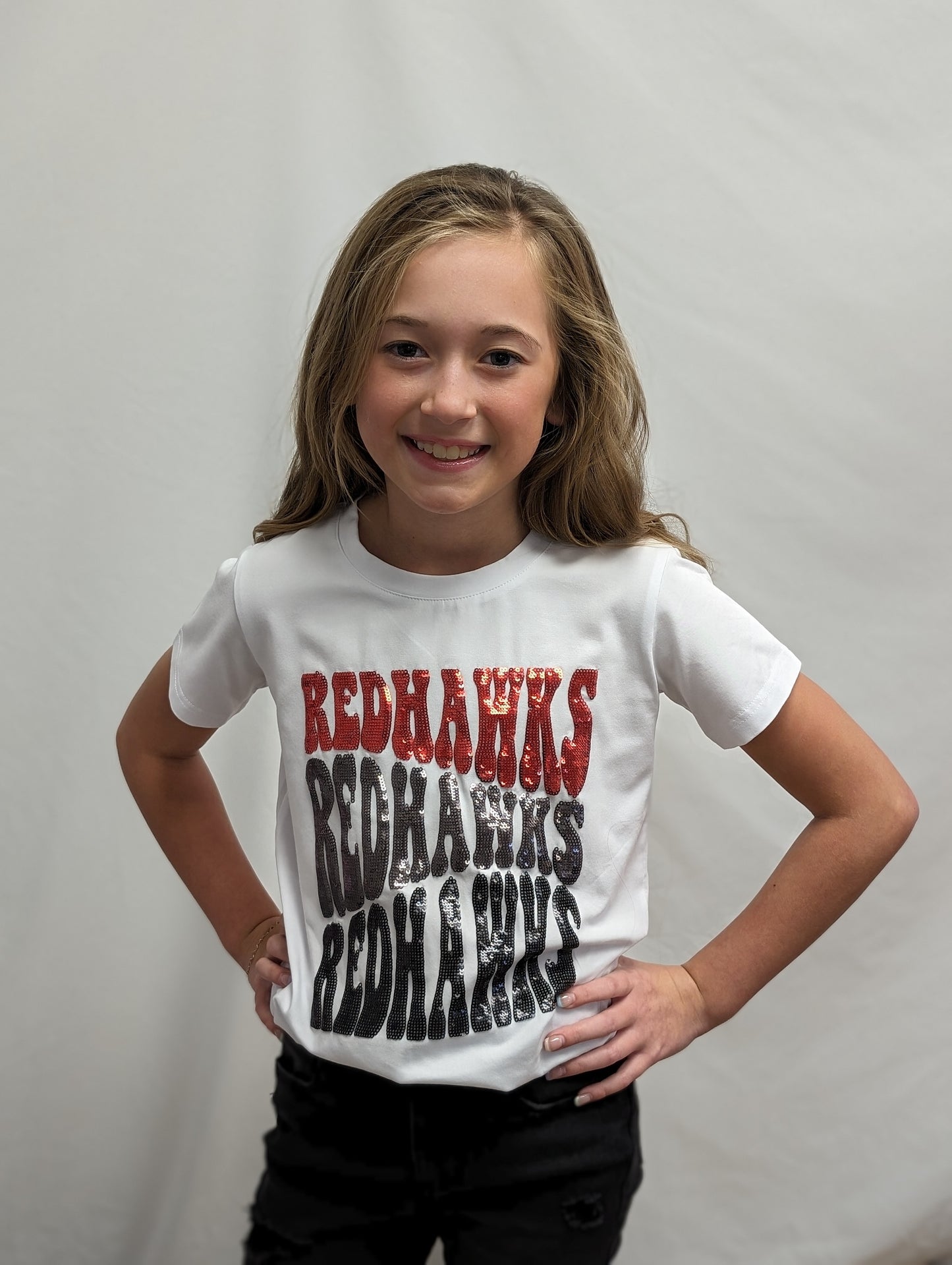 Mommy & Me | Groovy Redhawks Sequin Tee (White)