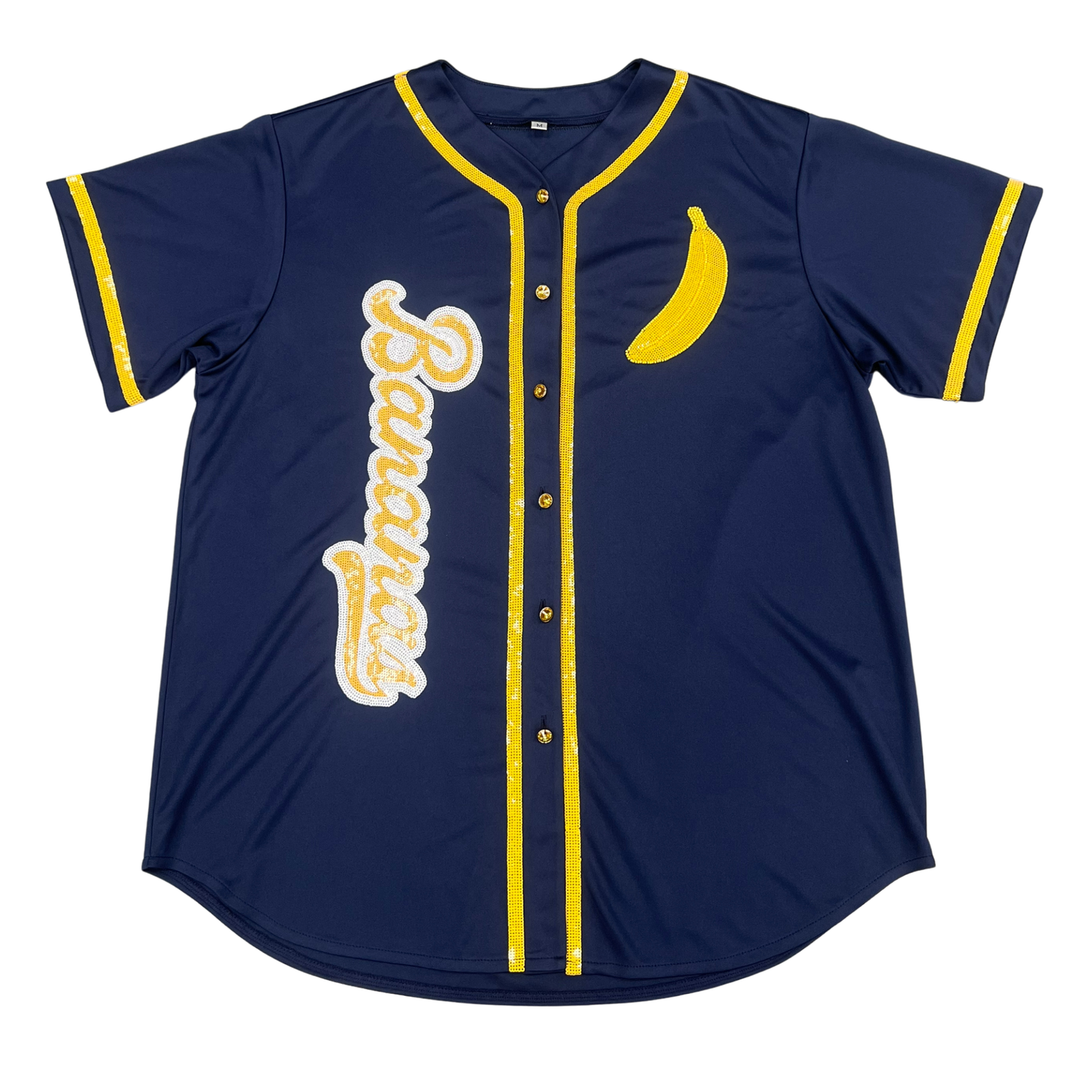 **PRE-ORDER ONLY** Bananas | Women's Sequin Embroidery Baseball Jersey (Navy)