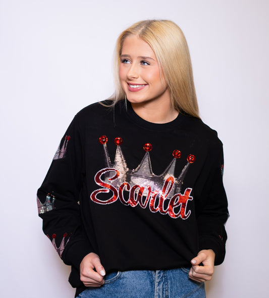 Scarlet | Women's Sequin Design Sweatshirt (Black)