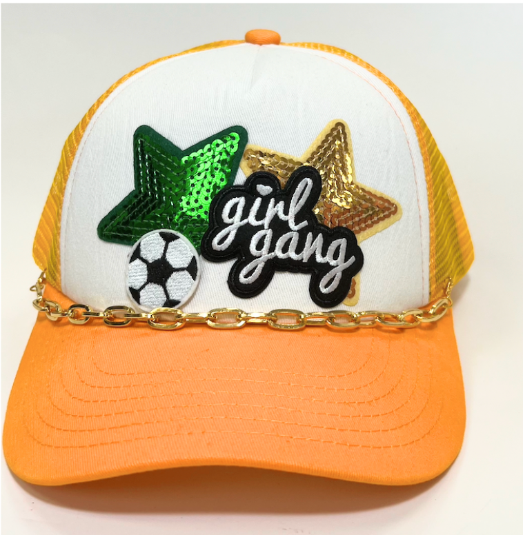 SOCCER GIRL GANG | Custom Trucker Hat (yellow)