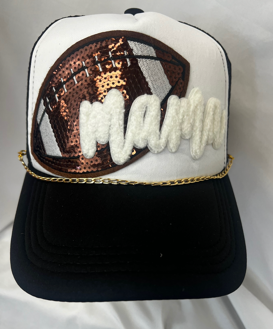 FOOTBALL MAMA | Custom Trucker Hat (black)