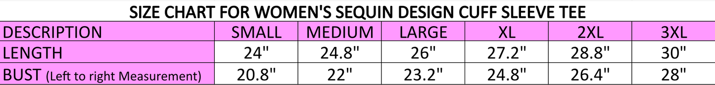 Scattered Bunnies | Women's Sequin Design Cuff Sleeve Tee (Yellow)