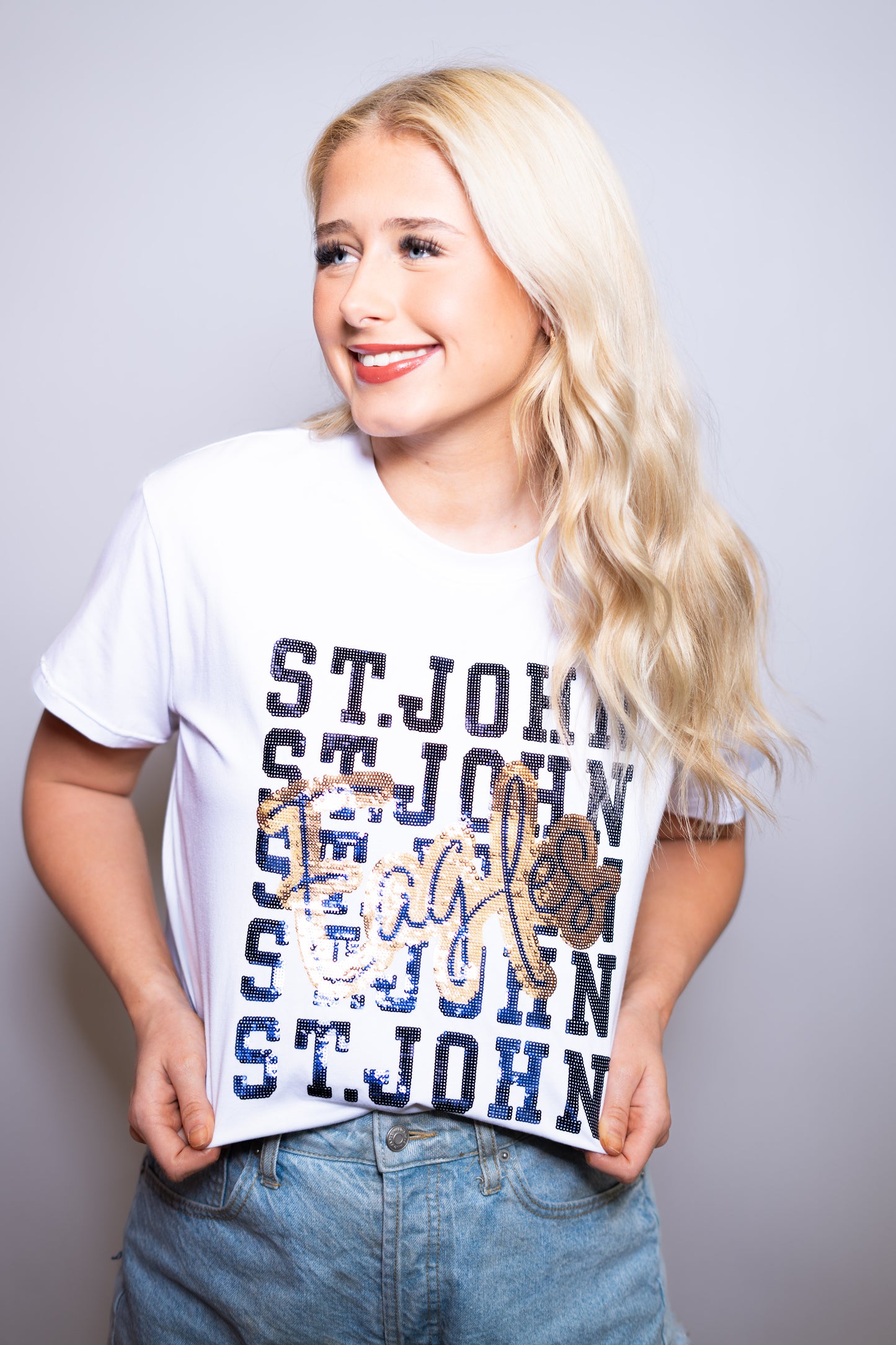 St. John Eagles | Women's Sequin Design Tee (White)