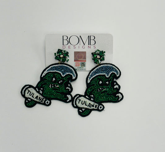 Wholesale | Tulane (Licensed) | Custom Beaded Earrings