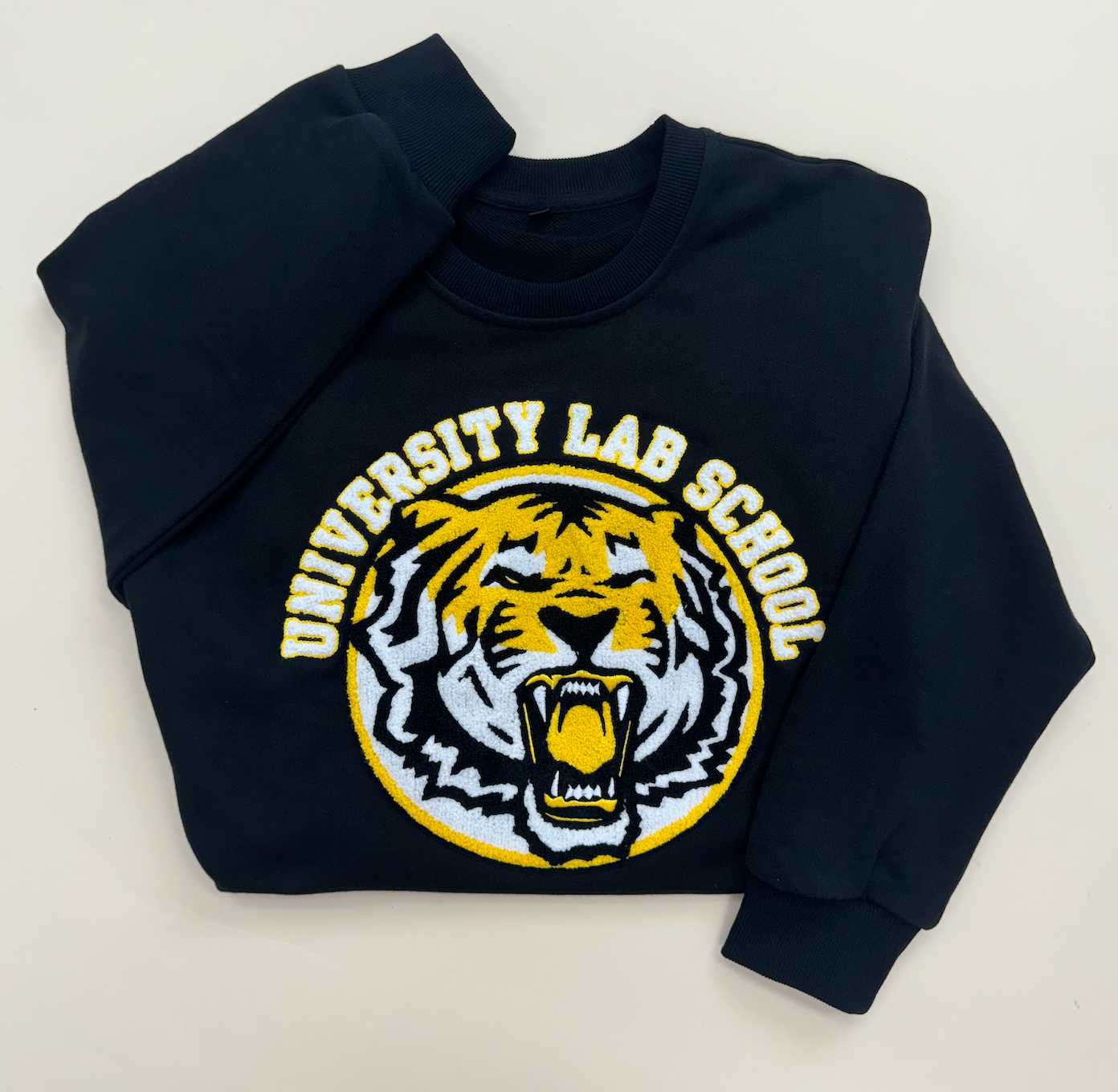 University Lab School | Women's Chenille Embroidery Sweatshirt (Black)