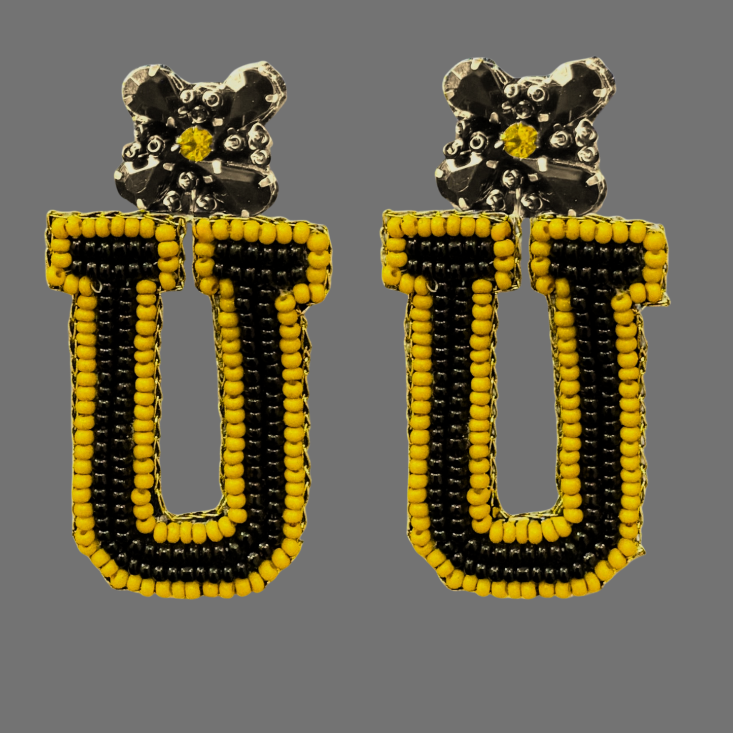** PRE-ORDER ONLY** University Lab School | U-Logo | Custom Beaded Earrings  (Black)