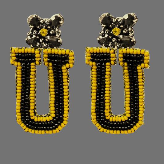 ** PRE-ORDER ONLY** University Lab School | U-Logo | Custom Beaded Earrings  (Black)