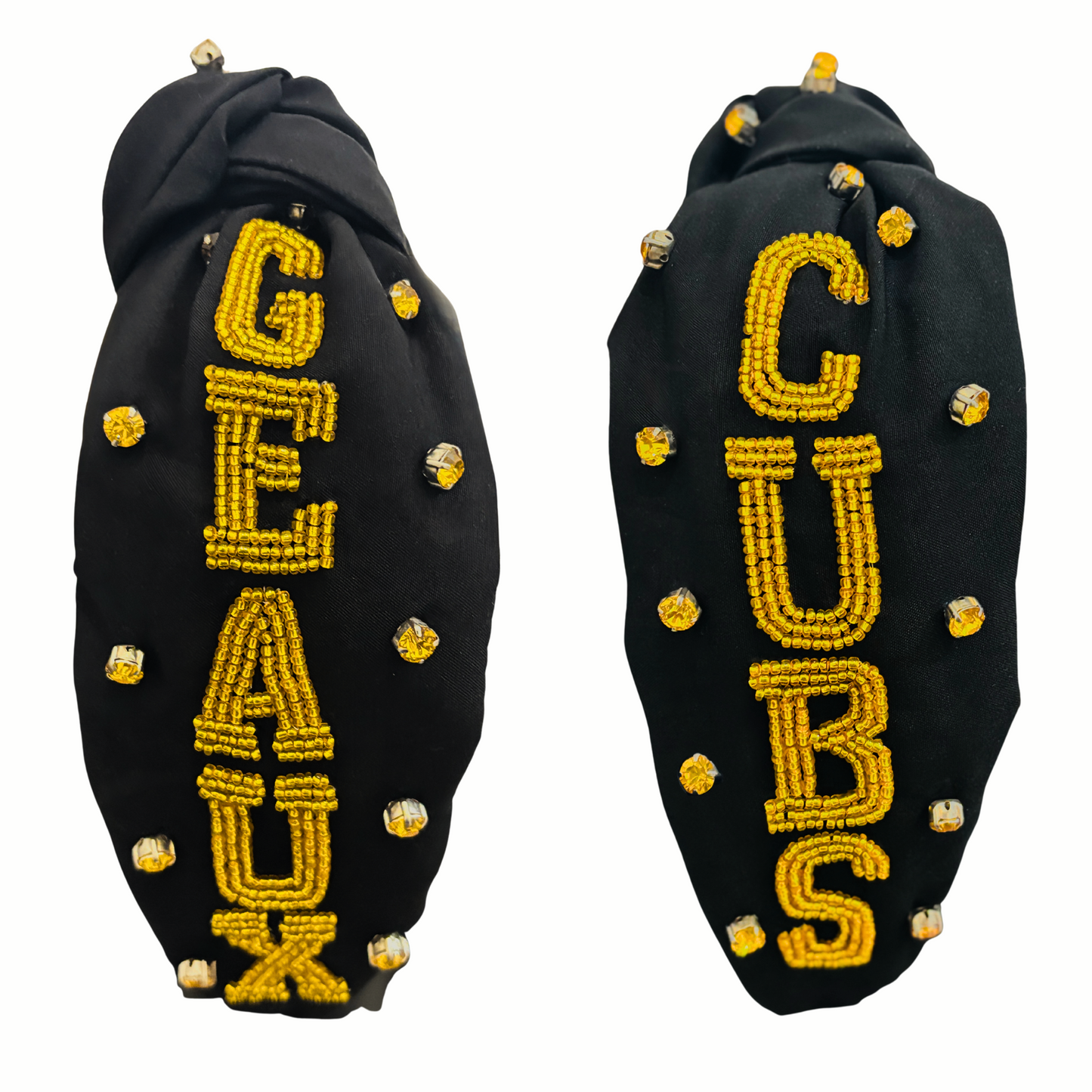 ** PRE-ORDER ONLY** University Lab School | Geaux Cubs | Custom Beaded Headband (Black)