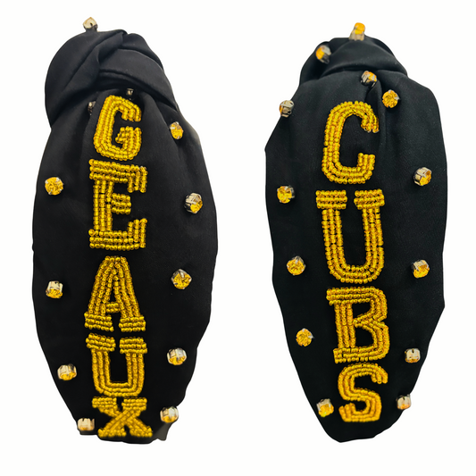 ** PRE-ORDER ONLY** University Lab School | Geaux Cubs | Custom Beaded Headband (Black)