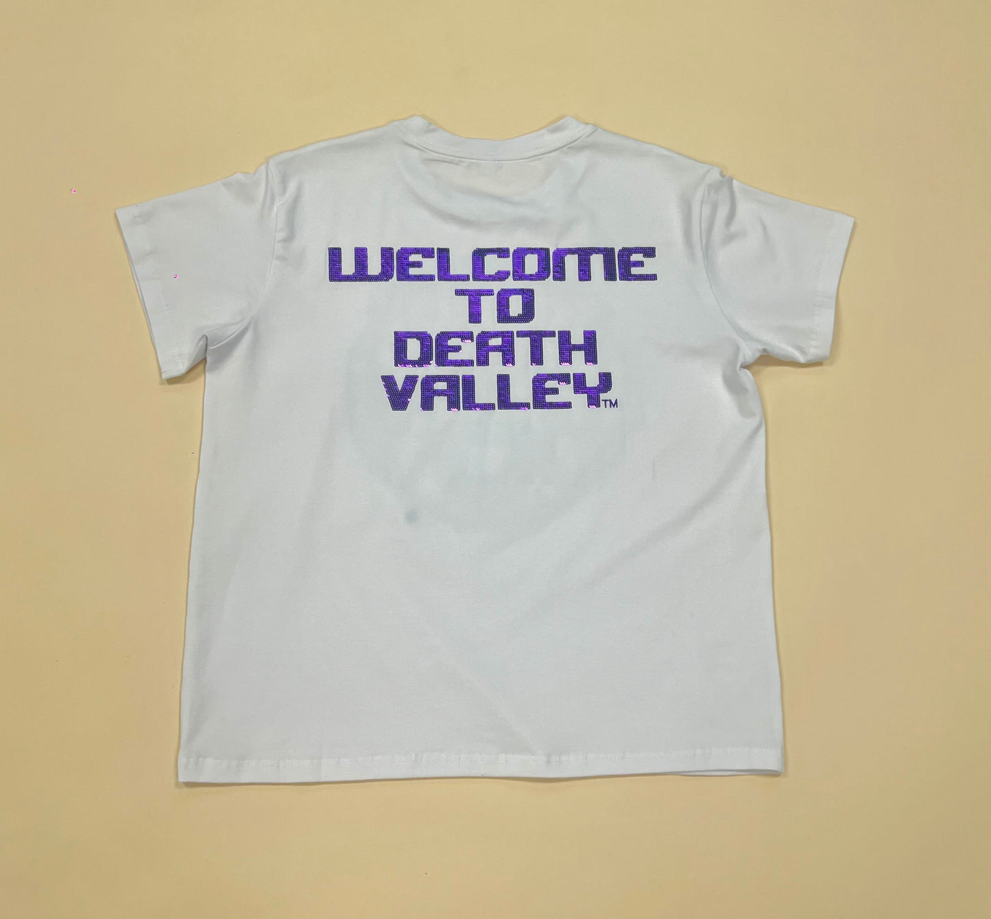 **PRE-ORDER ONLY** LSU Tigers Welcome to Death Valley (Licensed) | Women's Sequin Design Tee (White)