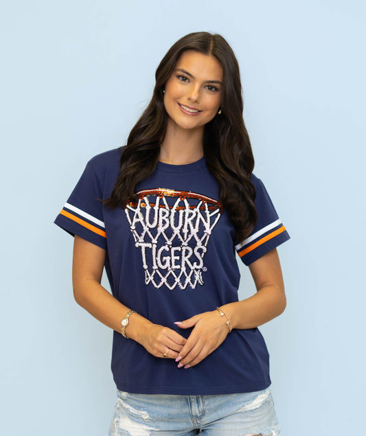 **PRE-ORDER ONLY** Wholesale | Auburn Basketball Net (Licensed) | Women's Sequin Design (Navy)