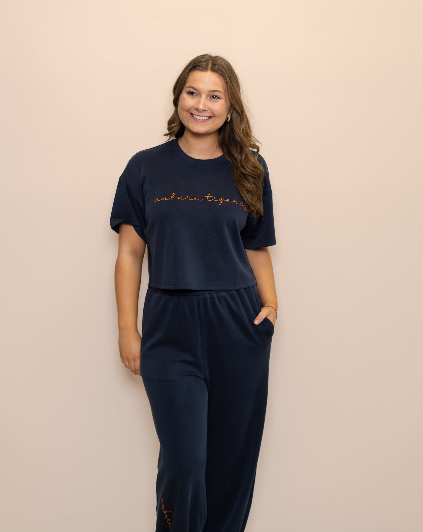 Wholesale | Auburn Tigers (Licensed) | Women's Buttery Soft Crop (Navy)