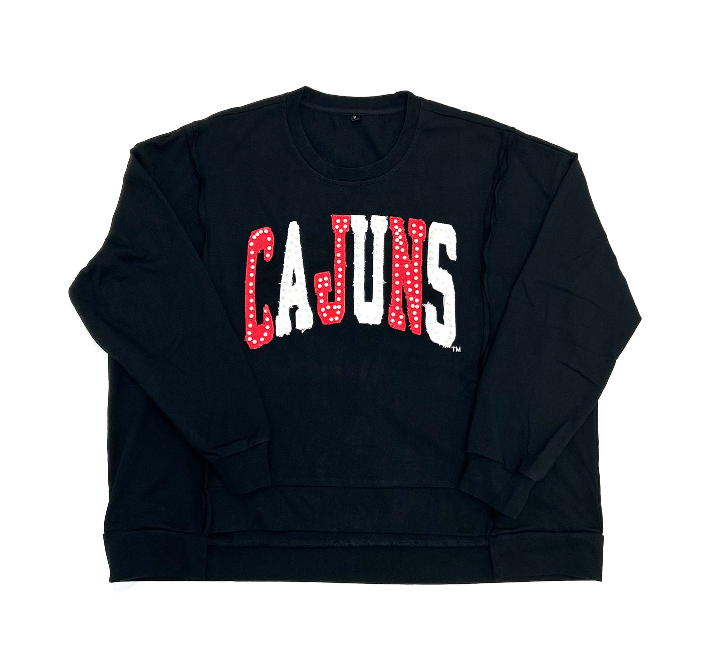 Wholesale | Cajuns (Licensed) | Women's Distressed Embroidery Pullover (Black)
