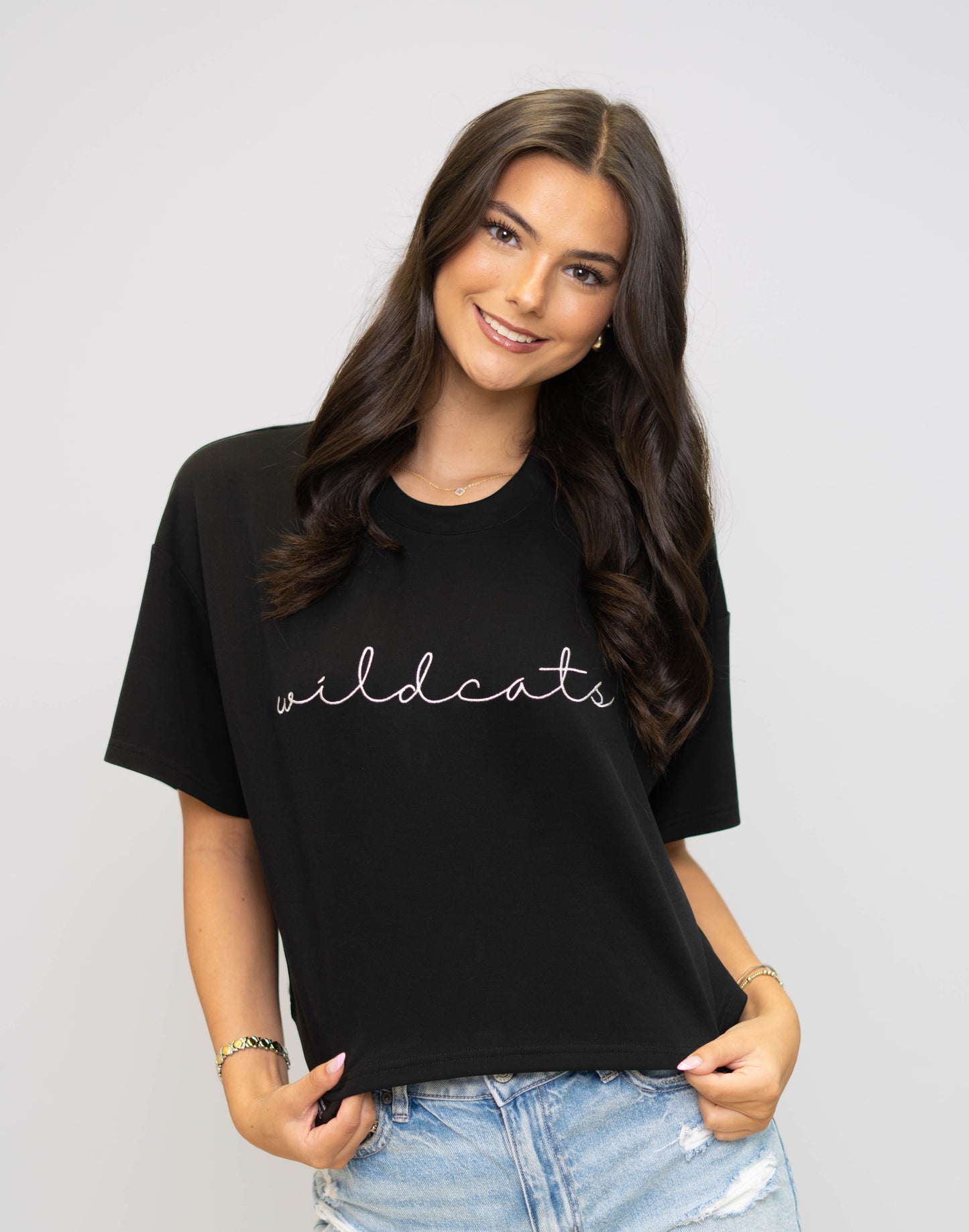 Wildcats | Women's Buttery Soft Crop Tee (Black)
