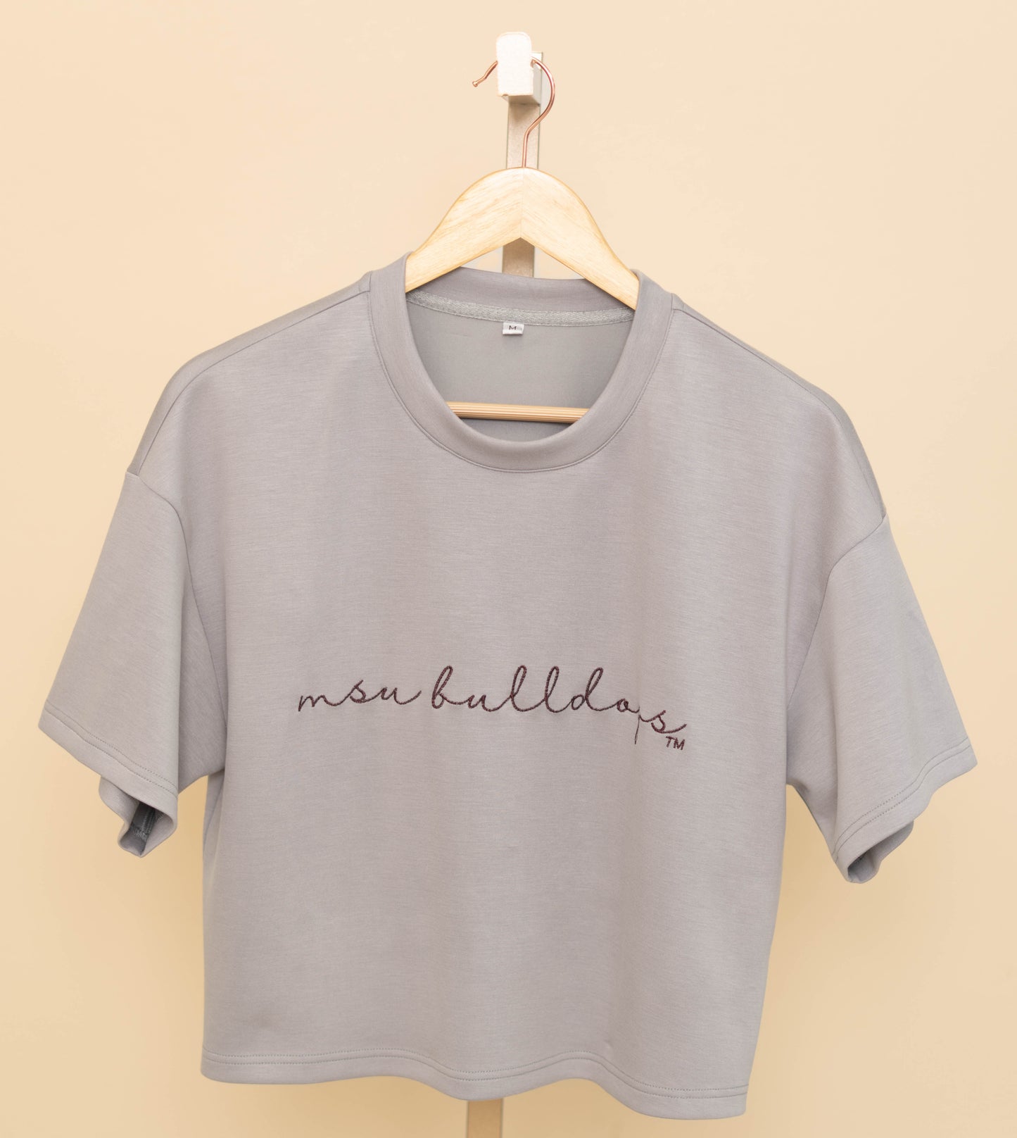 Mississippi State "MSU Bulldogs" (Licensed) | Women's Buttery Soft Crop Tee (Gray)