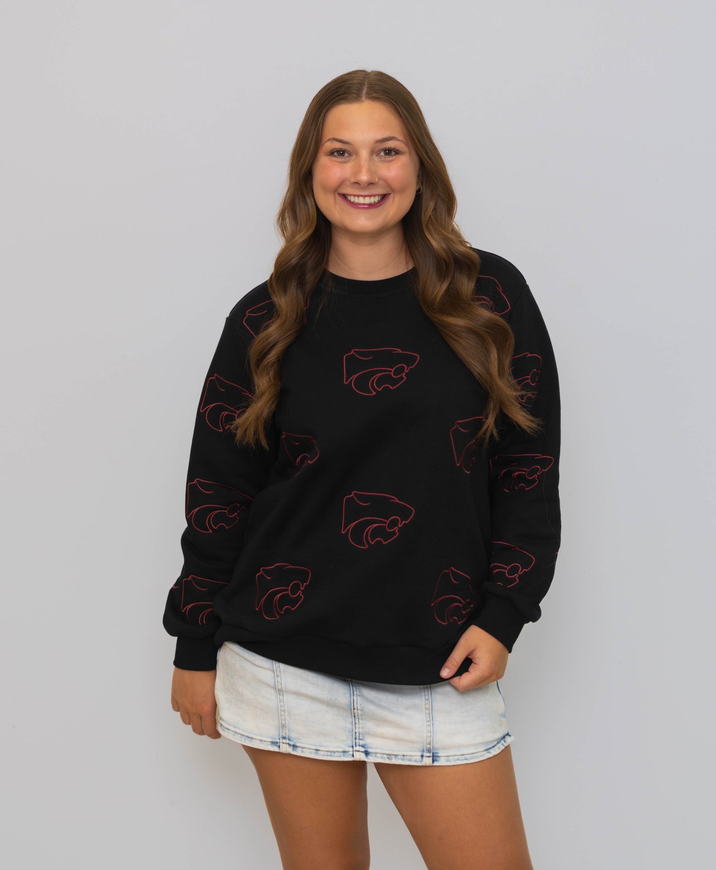 Central Wildcats | Embroidered Metallic Outline Sweatshirt (Black)