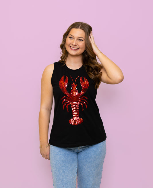**PRE-ORDER ONLY** Crawfish | Women's Sequin Design Tank (Black)