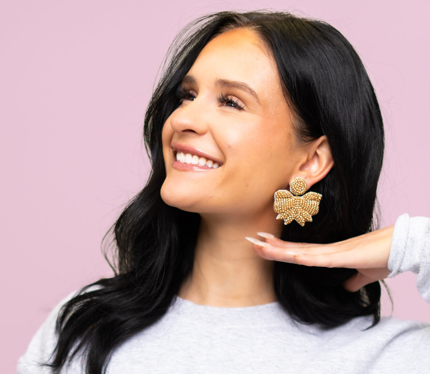 Custom Beaded Bow Earrings -