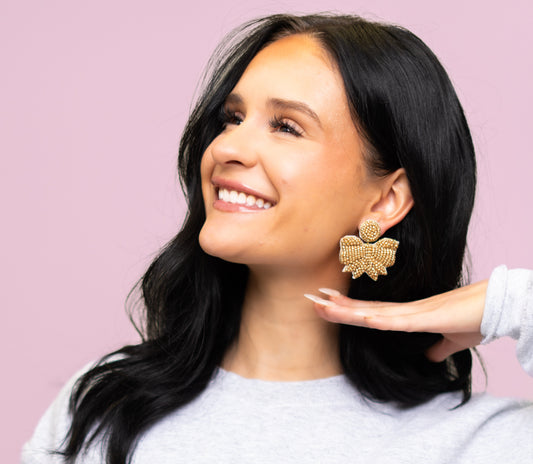 Custom Beaded Bow Earrings -