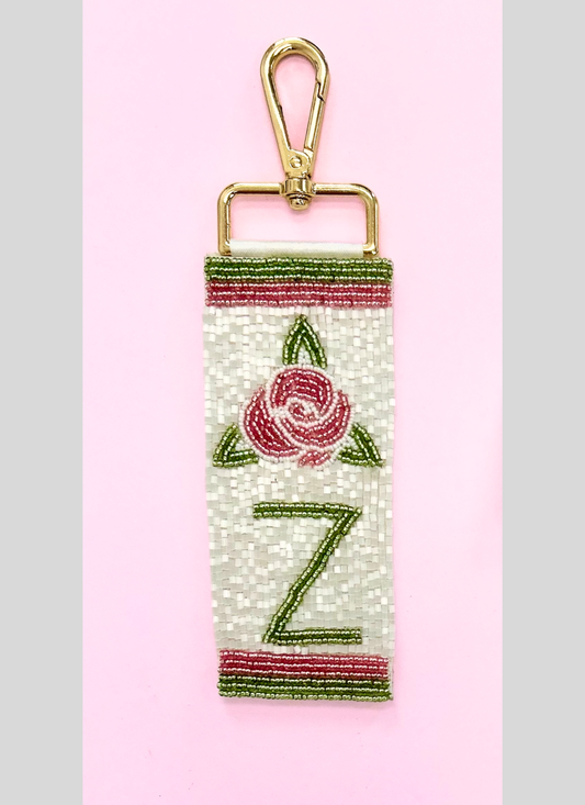 Wholesale | Delta Zeta (Licensed Greek) | Beaded Bag Tag (White)