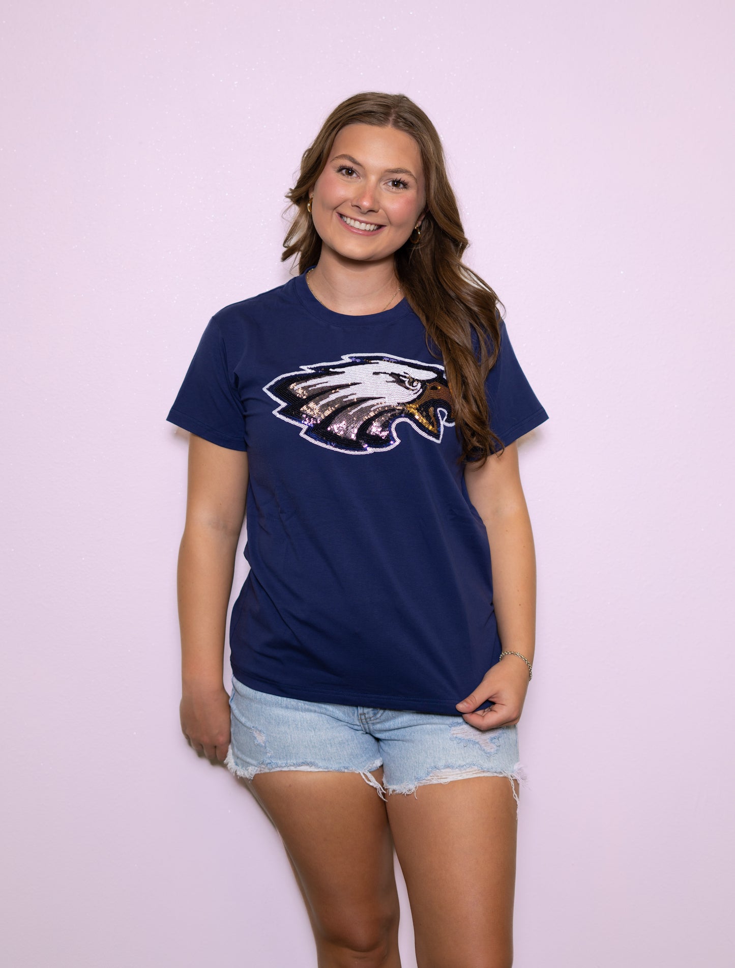 **PRE-ORDER ONLY** Eagle  | Women's Sequin Design Tee (Navy)