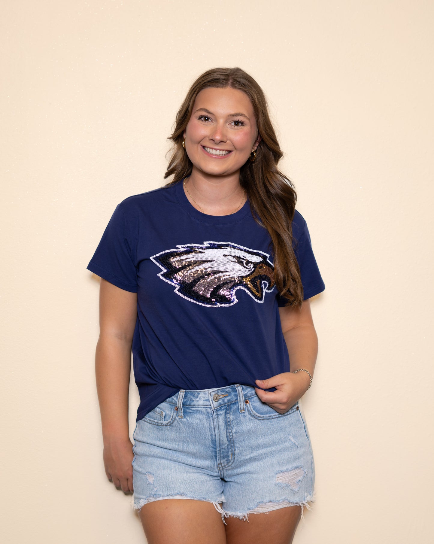 **PRE-ORDER ONLY** Eagle  | Women's Sequin Design Tee (Navy)