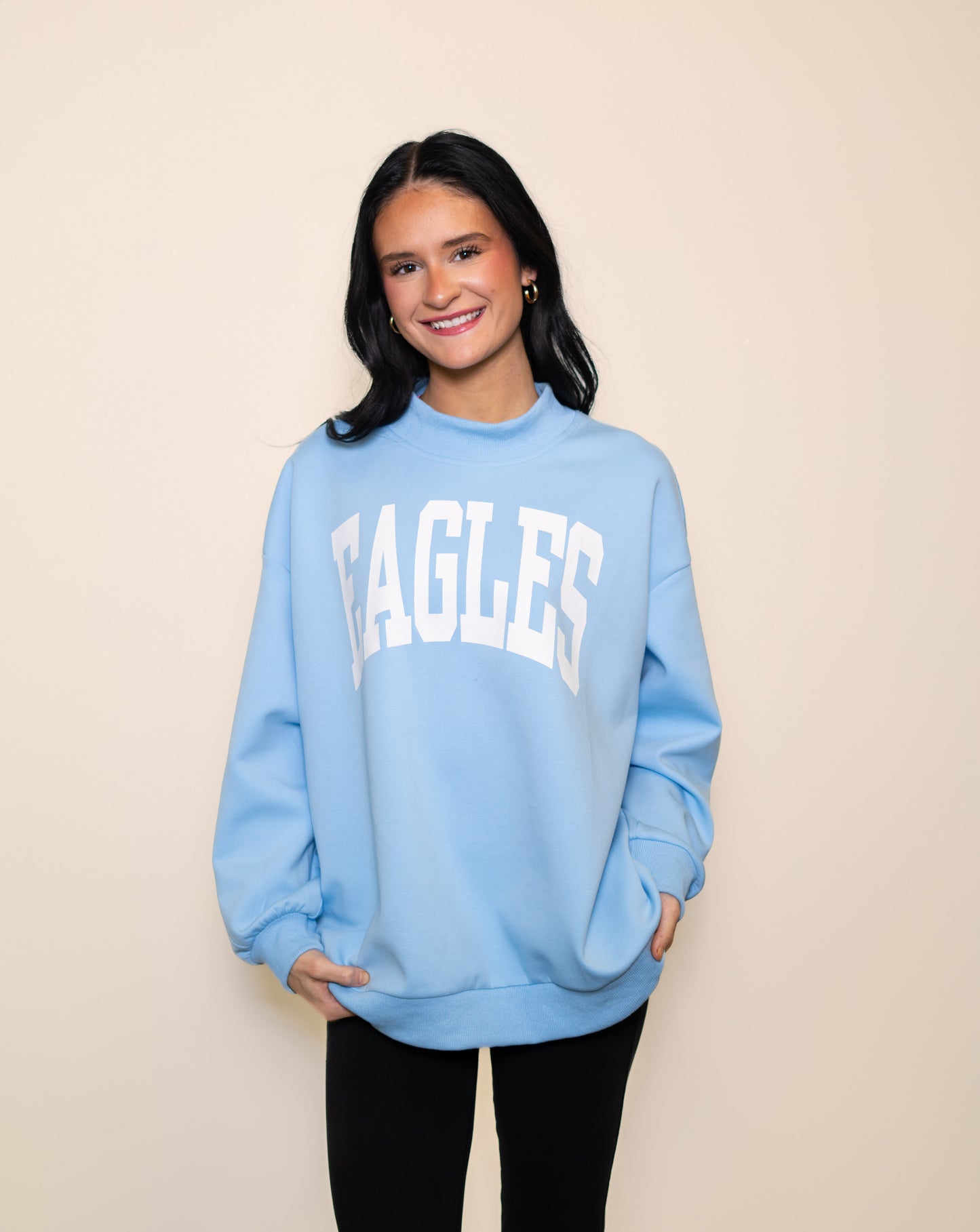 Eagles | Drop Shoulder Mockneck Pullover (Baby Blue)