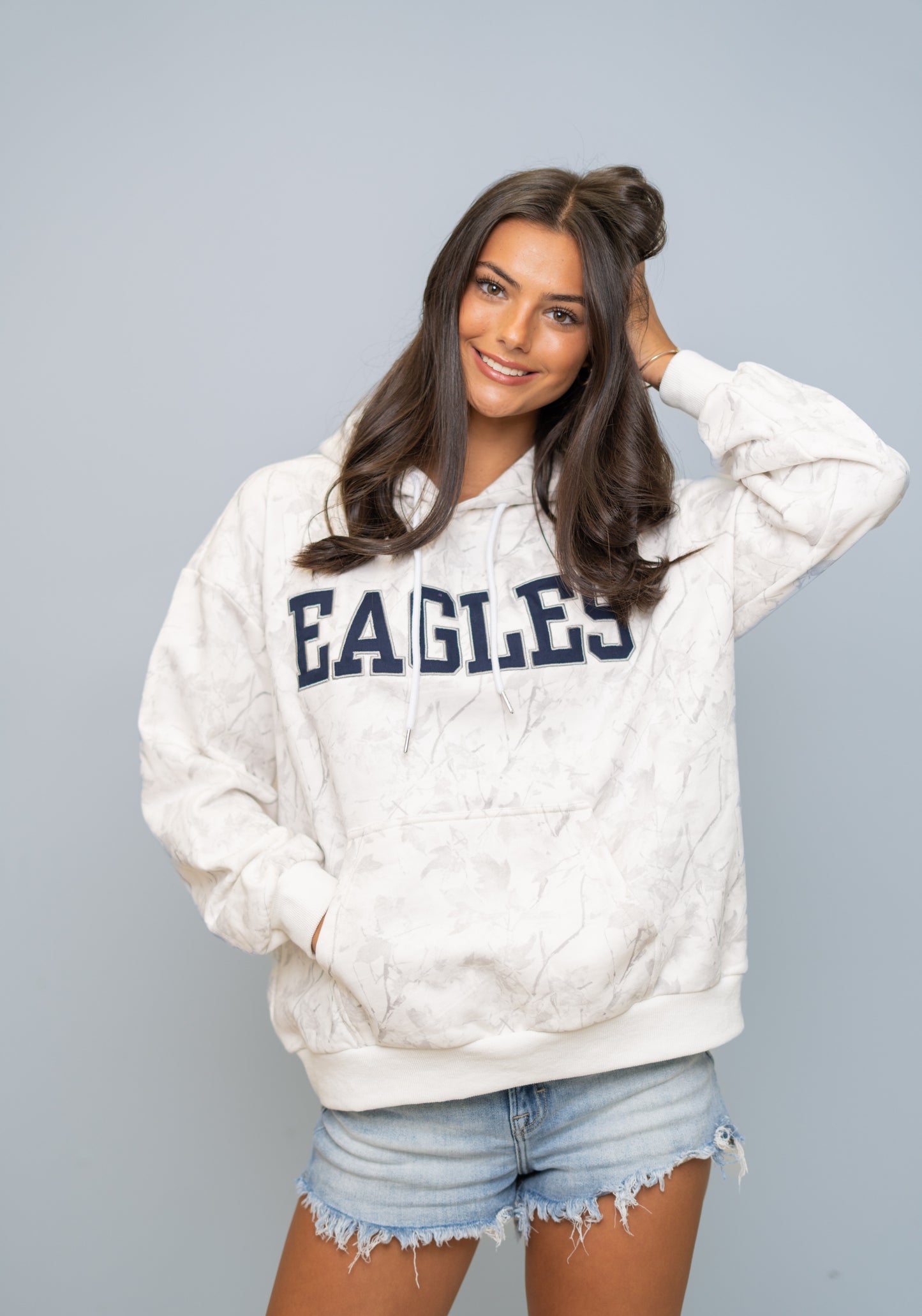 Eagles | Applique' Embroidery White Camo Hoodie