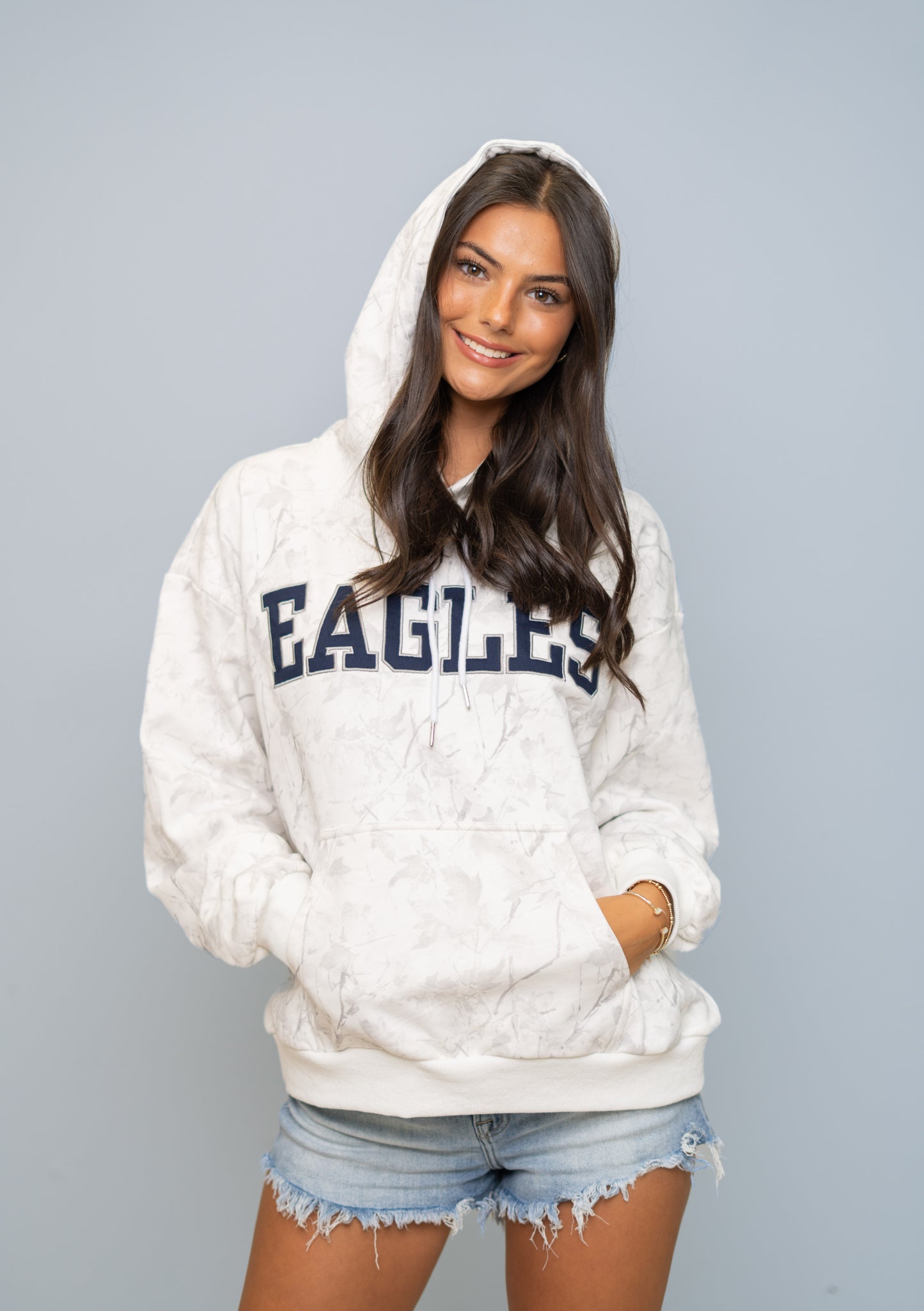 Eagles | Applique' Embroidery White Camo Hoodie