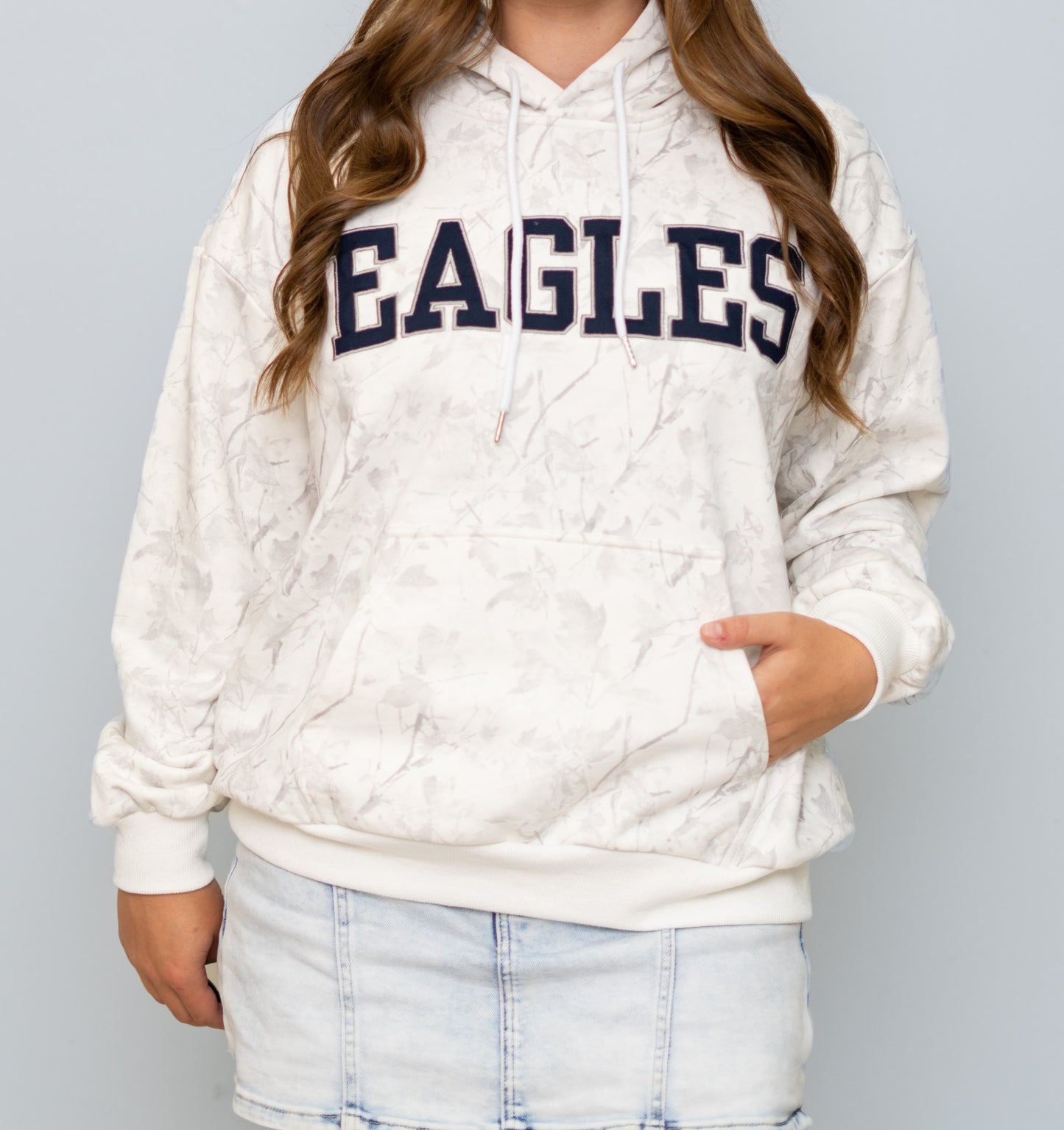 Eagles | Applique' Embroidery White Camo Hoodie
