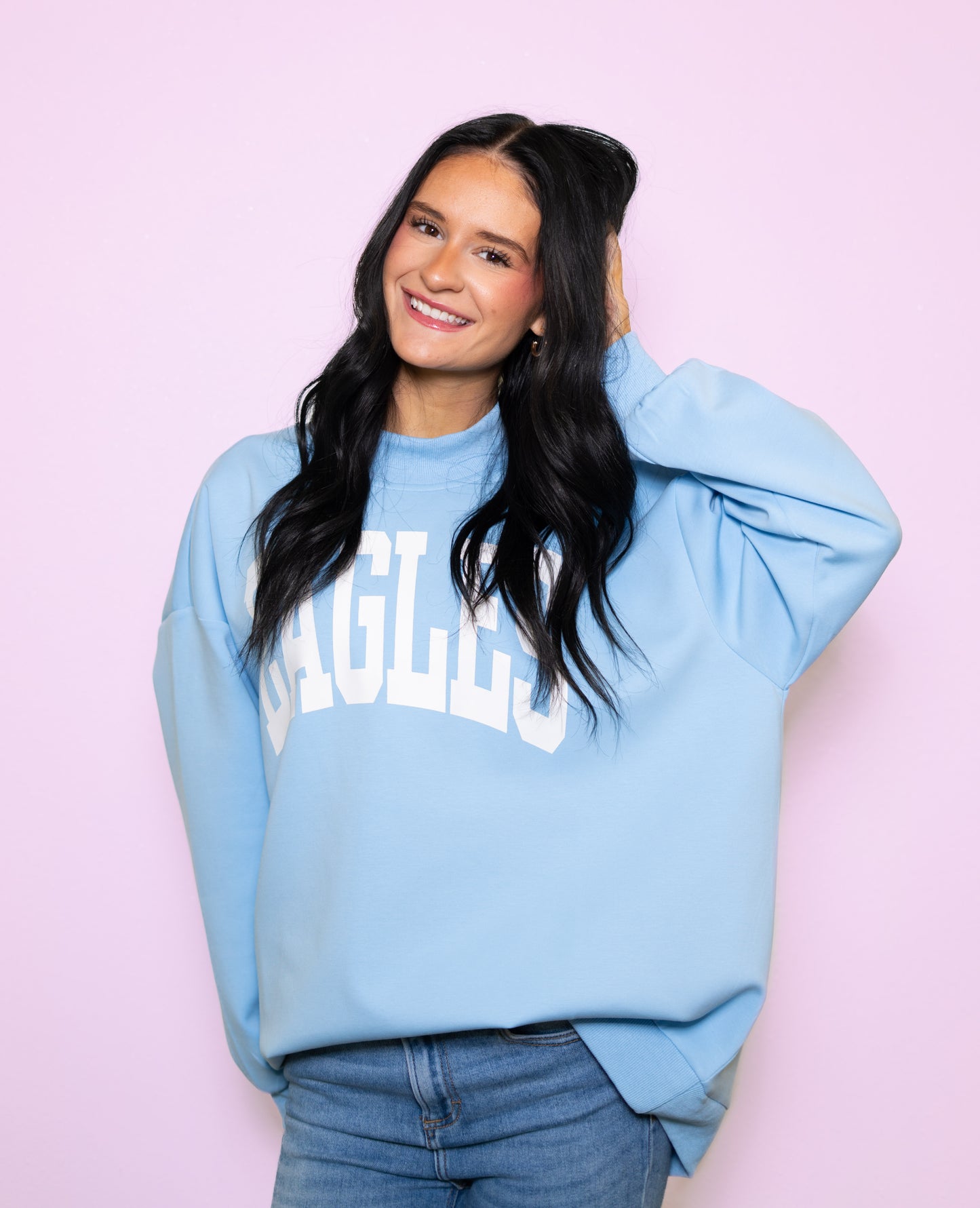 Eagles | Drop Shoulder Mockneck Pullover (Baby Blue)