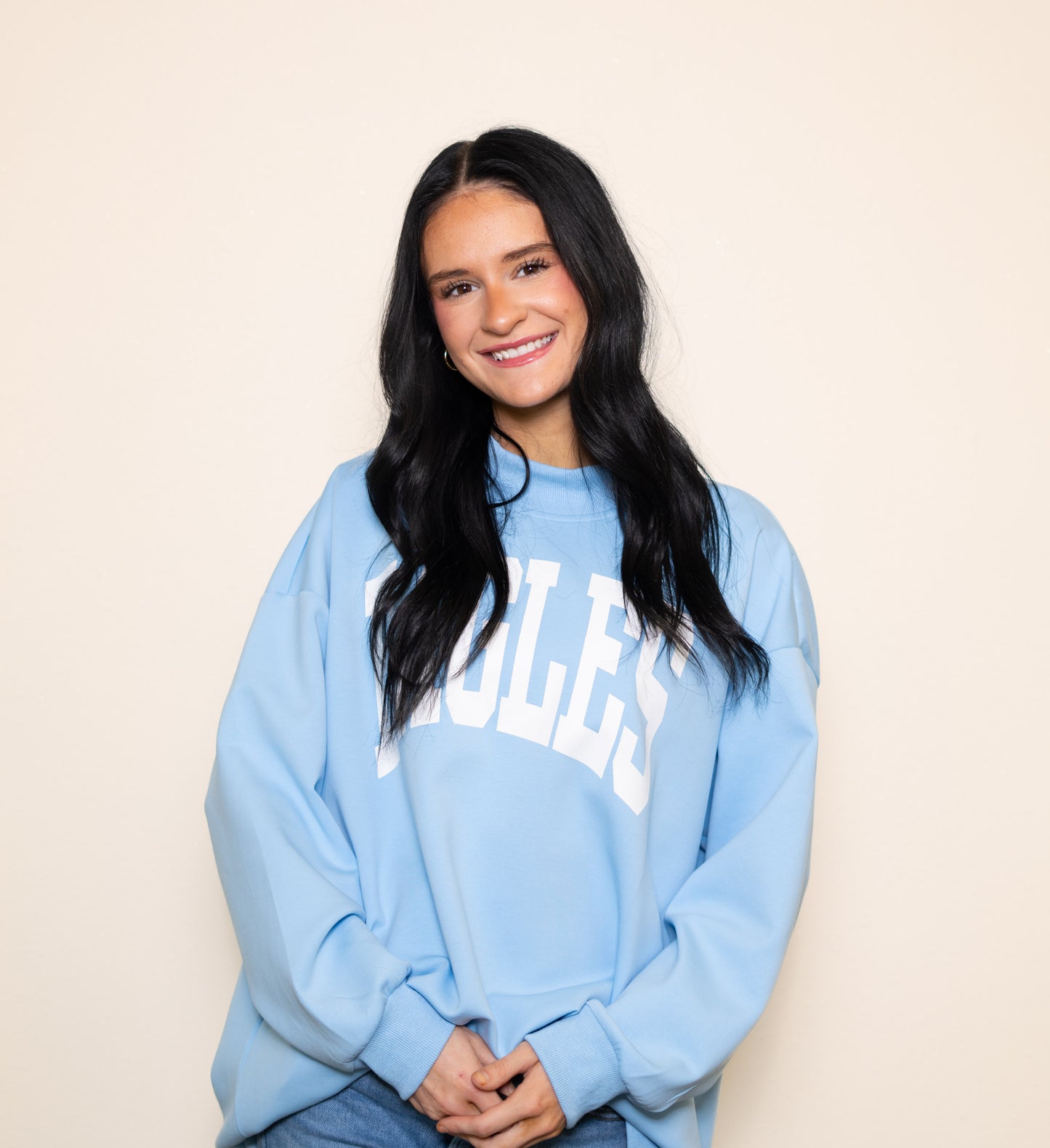 Eagles | Drop Shoulder Mockneck Pullover (Baby Blue)