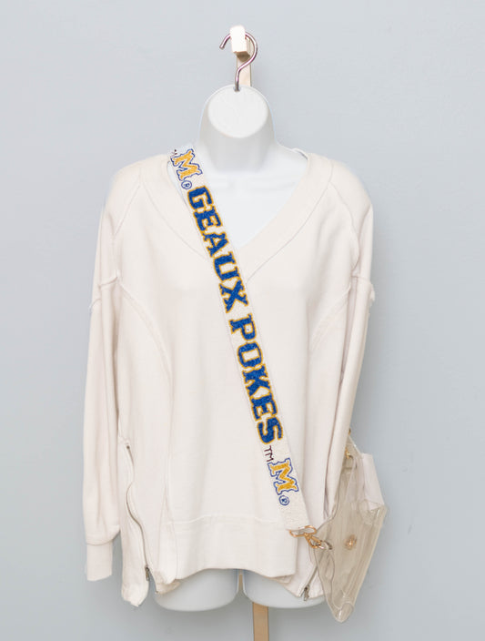 McNeese Geaux Pokes (Licensed) | Custom Beaded Purse Strap (White)