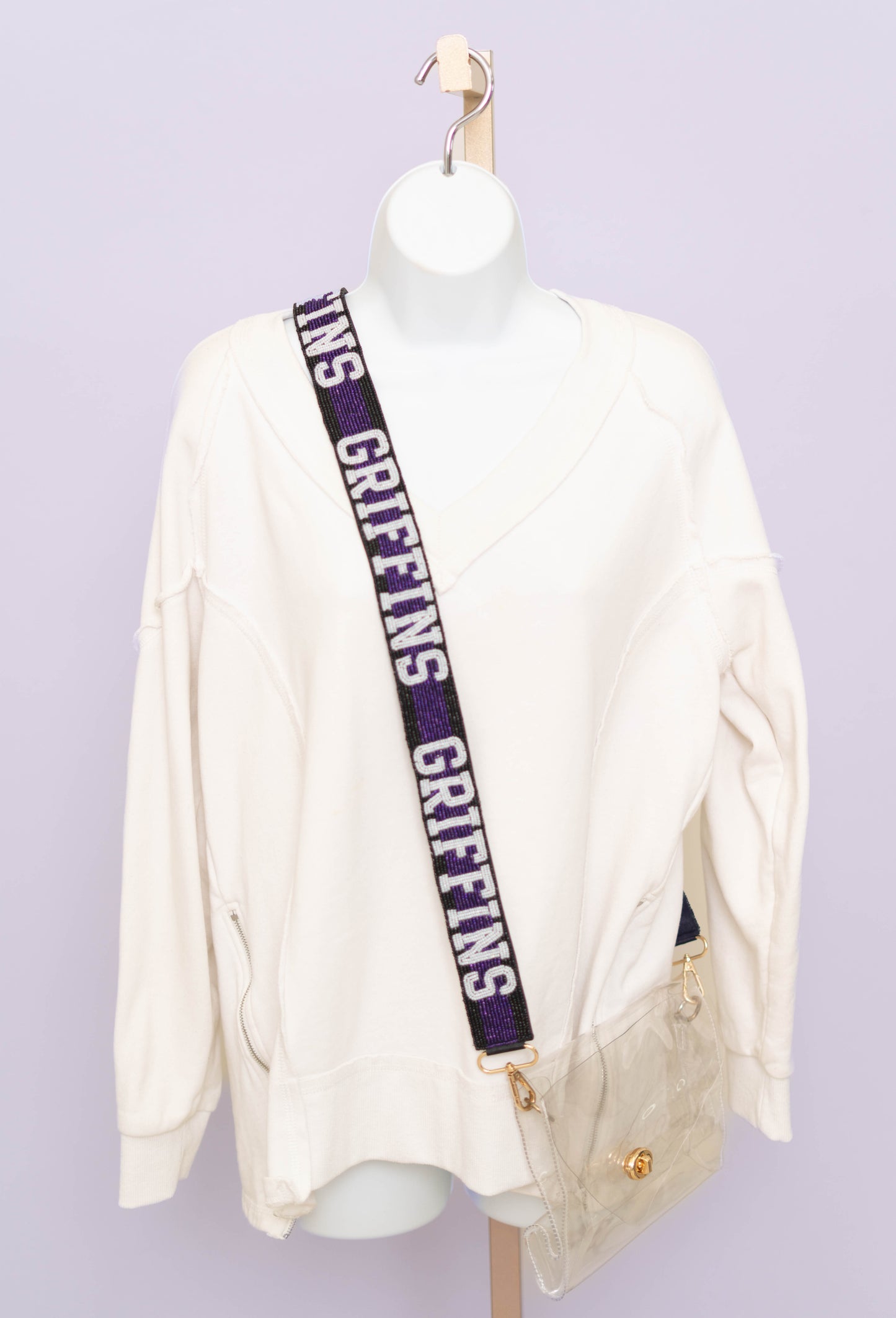 Griffins | Custom Beaded Purse Strap (Purple/Black)