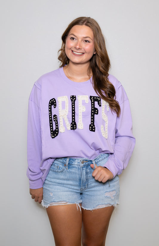 **PRE-ORDER** Griffs | Women's Distressed Embroidery Pullover (Lavender)
