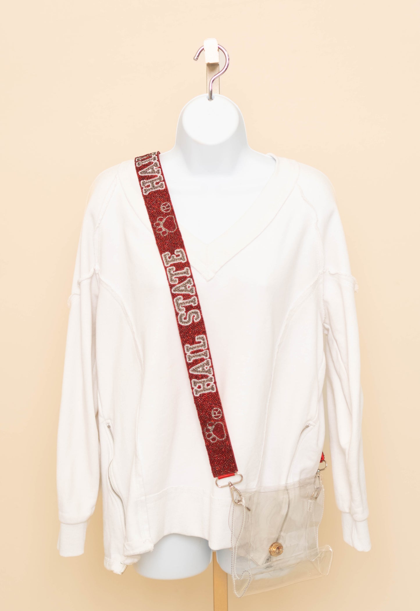 **PRE-ORDER ONLY** Wholesale | Mississippi State Hail State (Licensed) | Custom Beaded Purse Strap (Maroon)