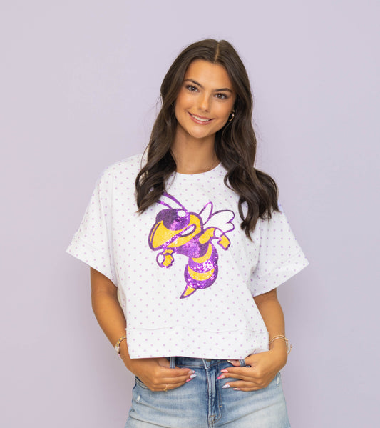 **PRE-ORDER ONLY** Jackets | Polka Dot Exposed Seam Crop Shirt (Purple Polka Dot)