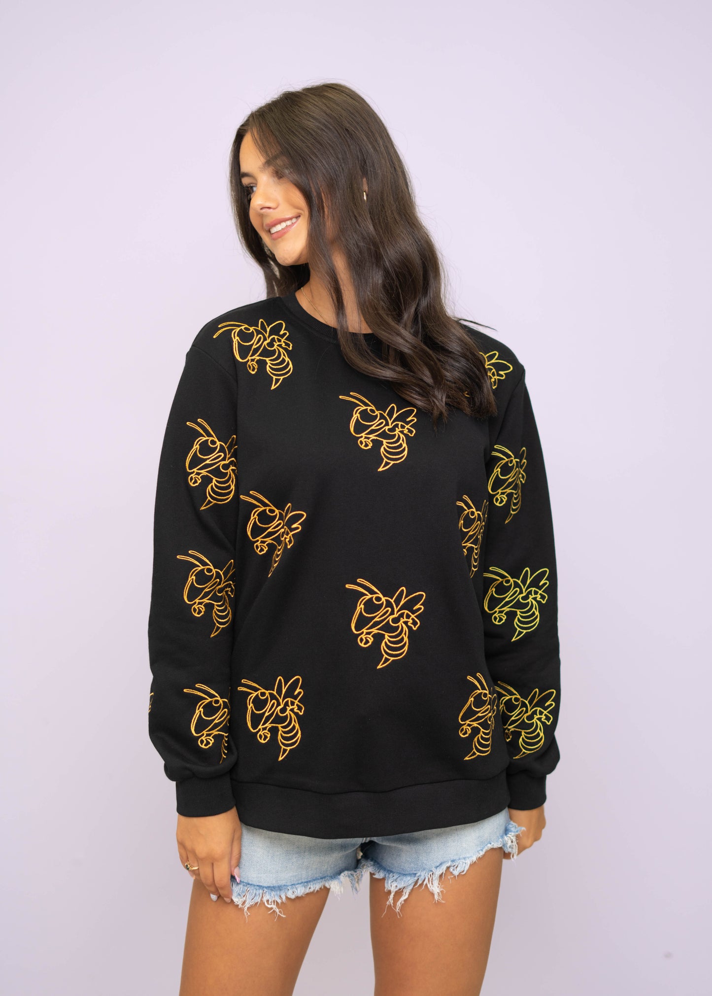 **PRE-ORDER ONLY** Jackets / Hornets | Embroidered Metallic Outline Sweatshirt (Black)