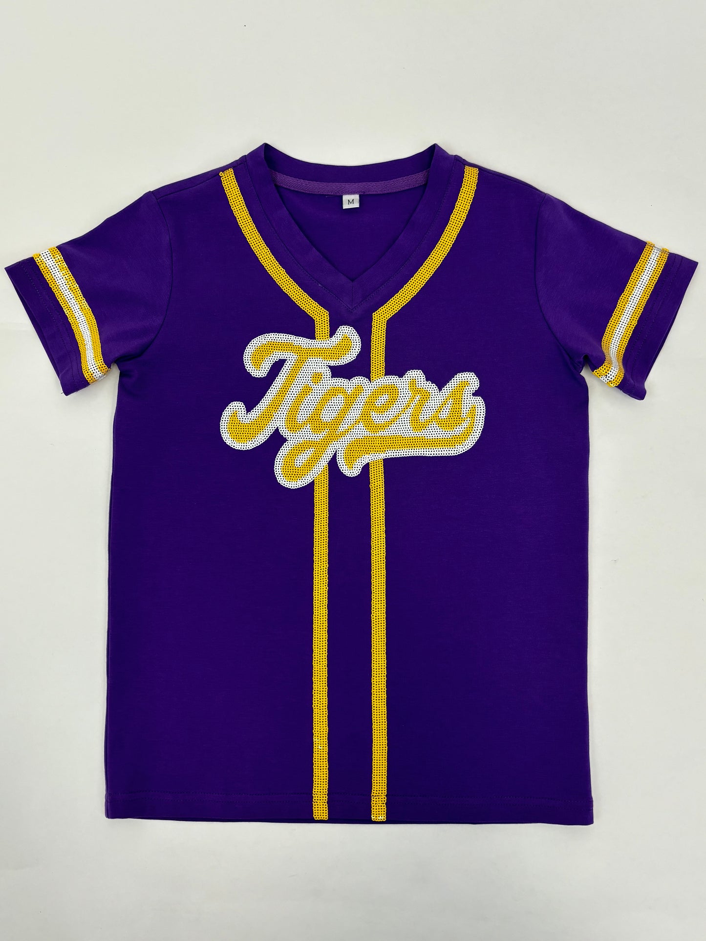 **PRE-ORDER ONLY** Tigers | Youth Baseball Jersey V-Neck Tee (Purple)