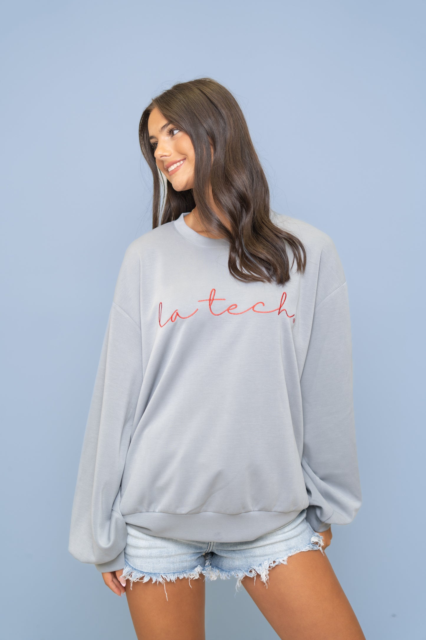 LA Tech (Licensed) | Women's Buttery Soft Pullover (Stone Blue)