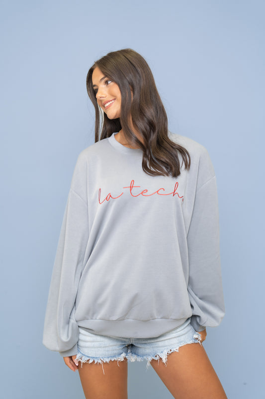 Wholesale | LA Tech (Licensed) | Women's Buttery Soft Pullover (Stone Blue)