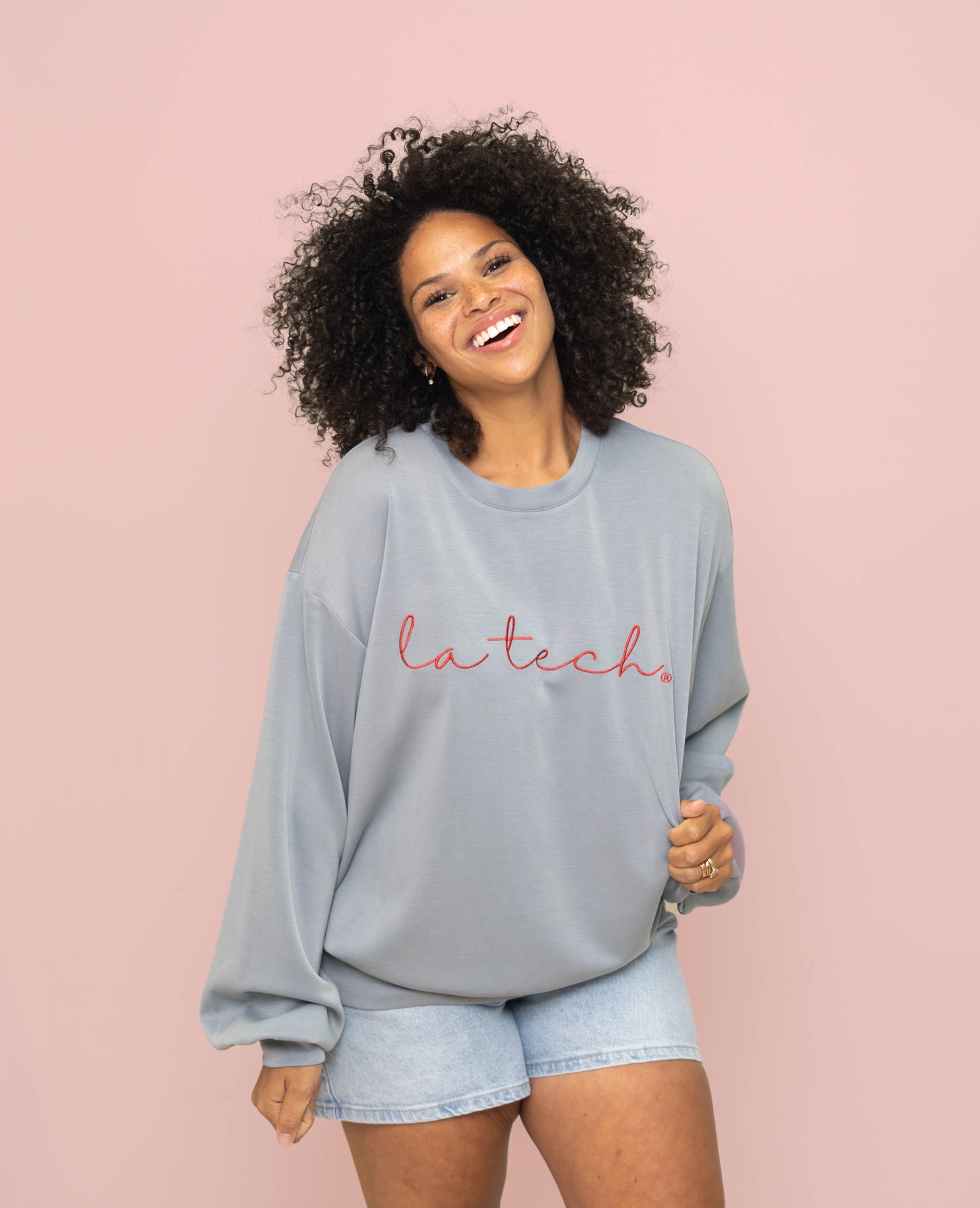 LA Tech (Licensed) | Women's Buttery Soft Pullover (Stone Blue)