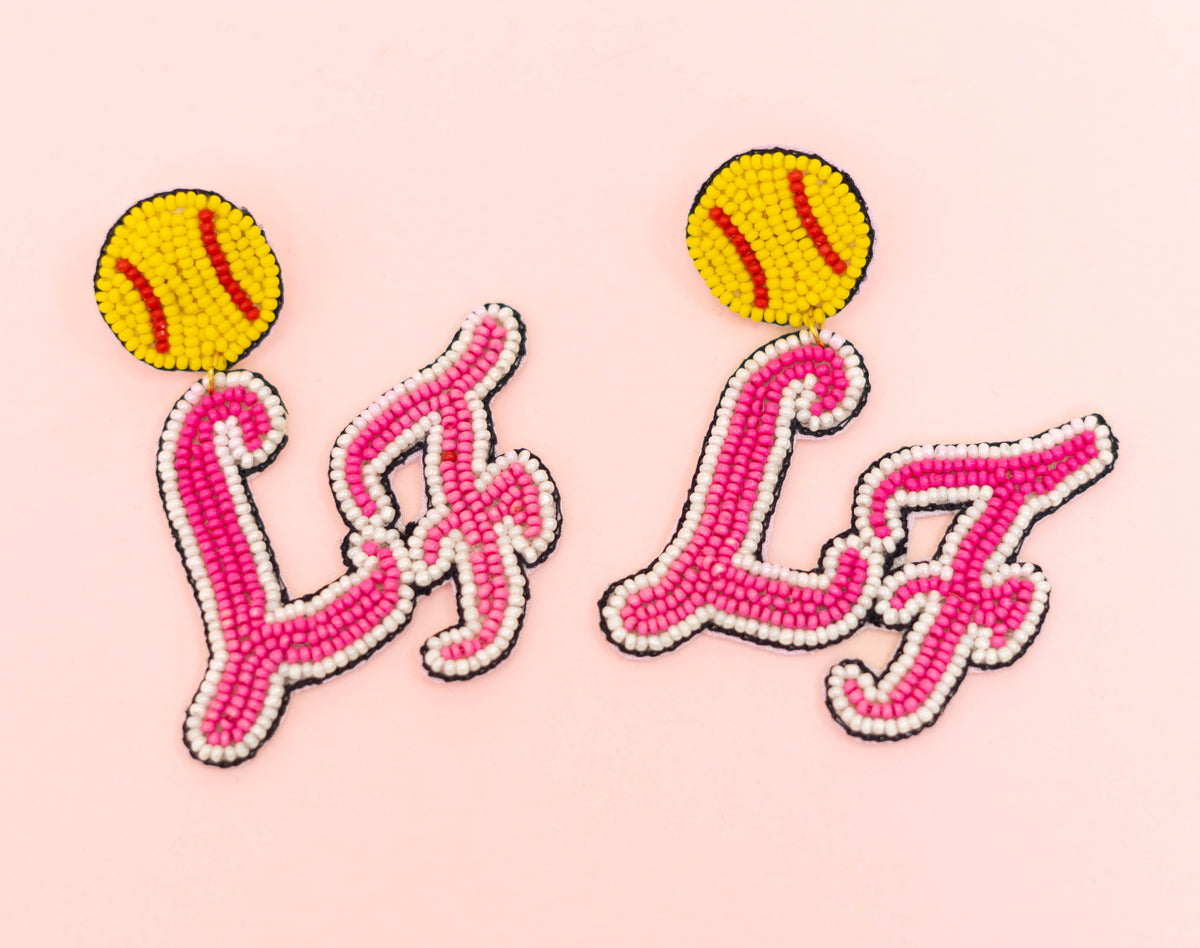 Lady Fury Softball | Custom Beaded Earrings (Pink)