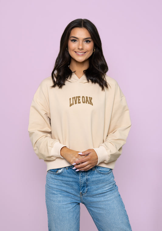**PRE-ORDER ONLY** Live Oak Eagles | Women's Cropped Hoodie (Cream)